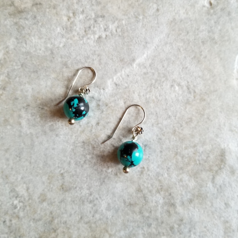 New Sterling Silver earrings with blue howlite gemstones